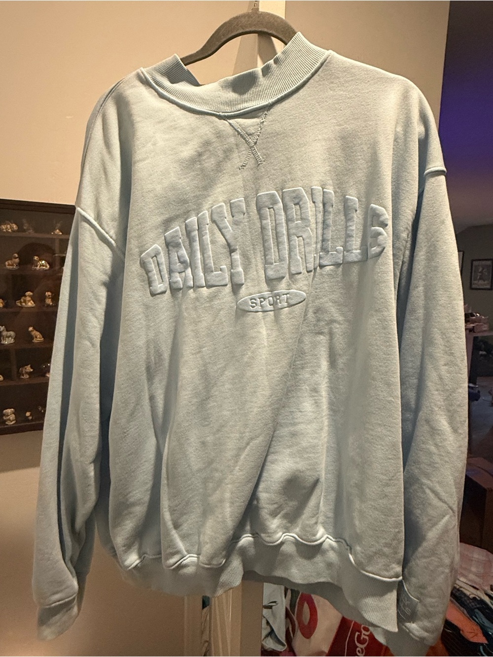 Daily Drills Light Blue Embroidered Crewneck Sweatshirt